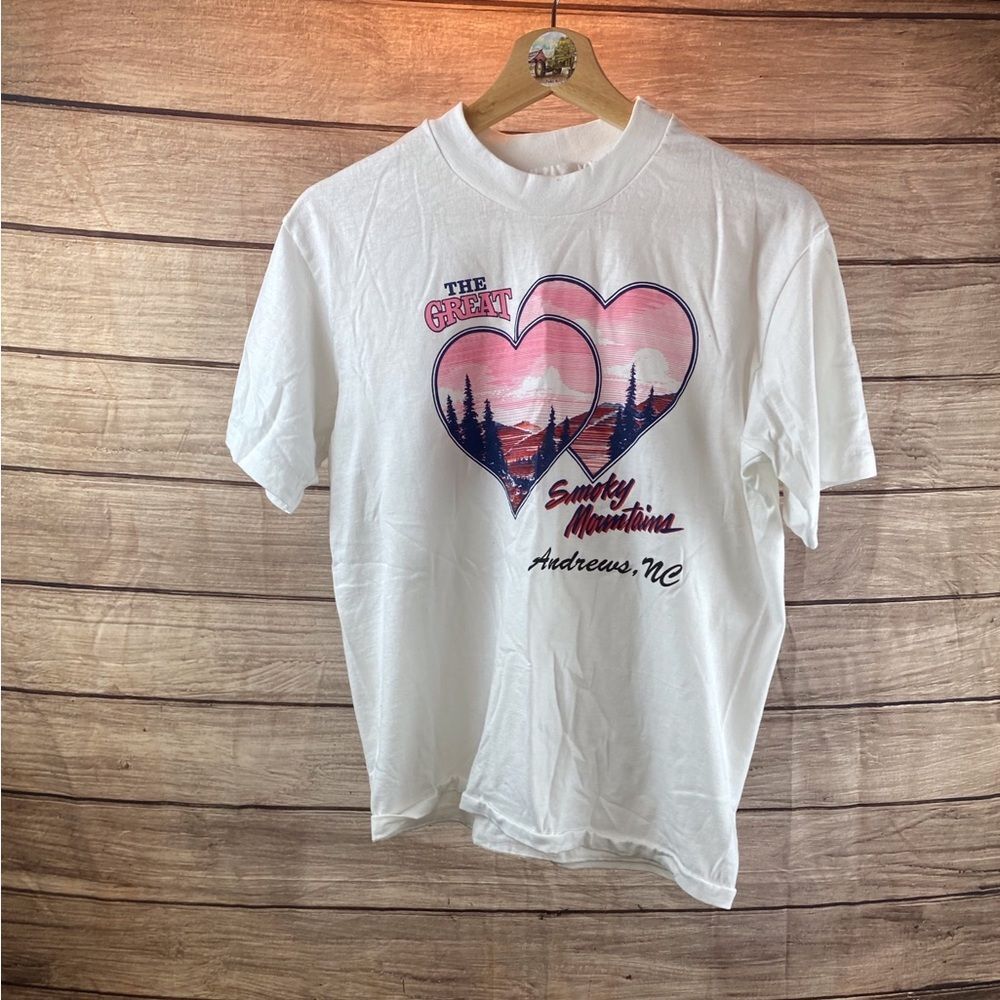 Hanes White Tee with Pink and Navy Graphic
